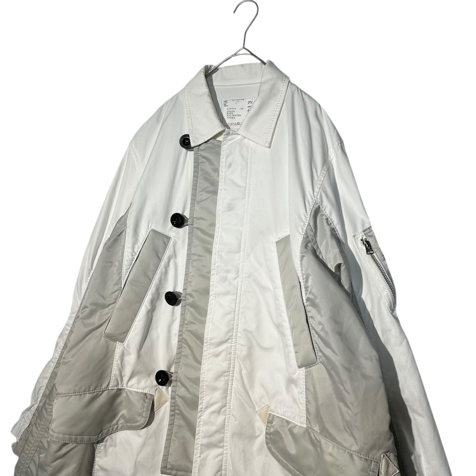 sacai サカイ 20AW Dockable Military Coat ドッキング ミリタリー コート 20-02213M 2 M程度 ホワイト×グレー
