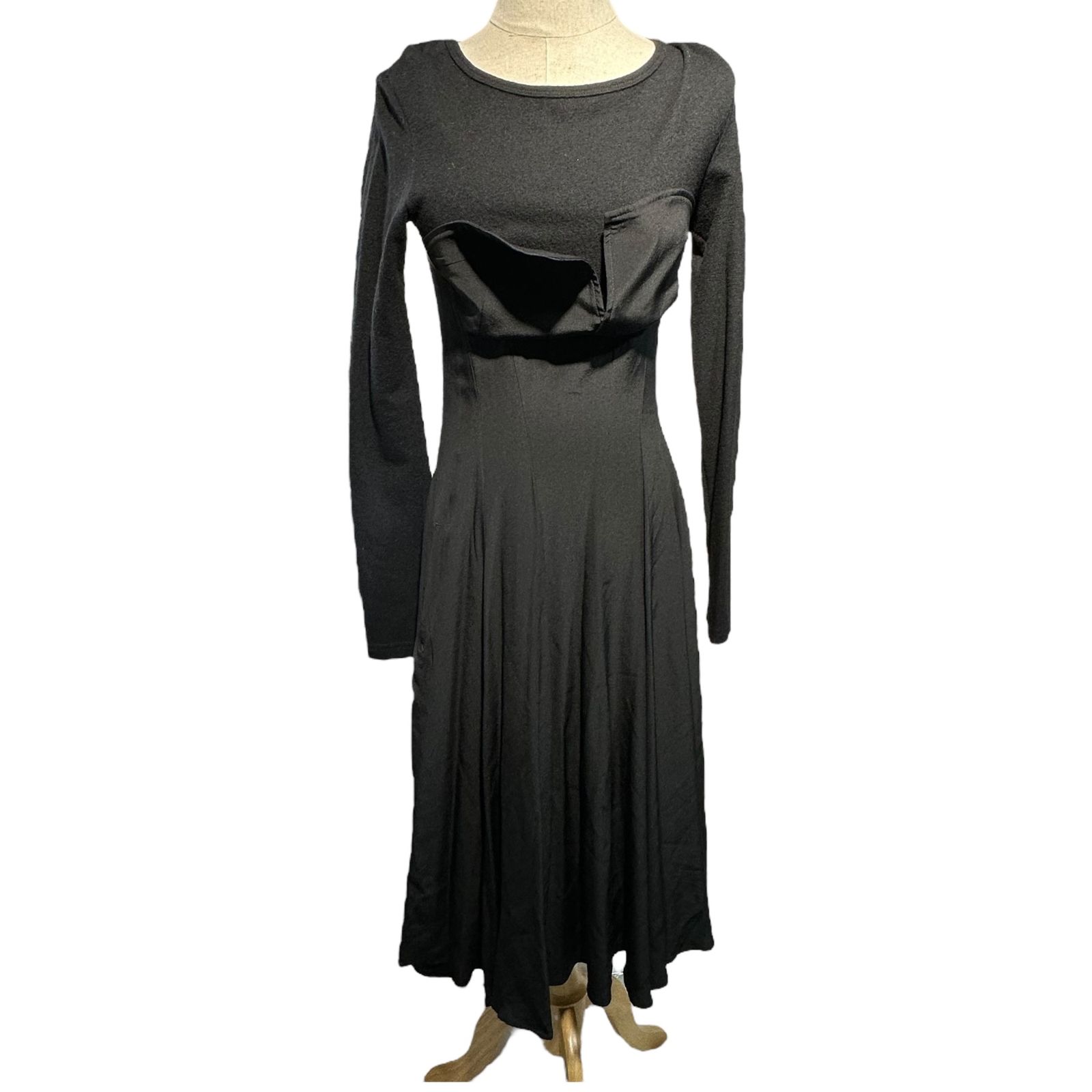 MICHIKO by Y s ミチコ バイ ワイズ Back Zip Chest Design Dress バックジップ 胸デザイン ワンピース YF-D31-400 2 M程度 ブラック