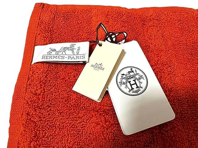 新古品 HERMES エルメス 小物 タオルセット カレ タオル 32 フェイスタオル オレンジ_S25_セルモアから _s-0178-r25