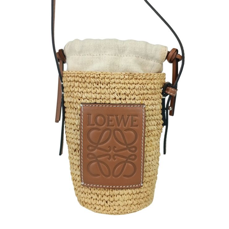 LOEWE ロエベ ショルダーバッグ CYLINDER POCKET C000P71X01 2435 NATURAL TAN ラフィア レディース