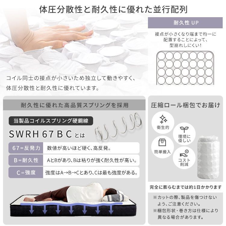 シングル デザインフロアベッドポケットコイルマットレスセット 宮棚 2口コンセント付き 2801 TALLINNNEXPO_COM