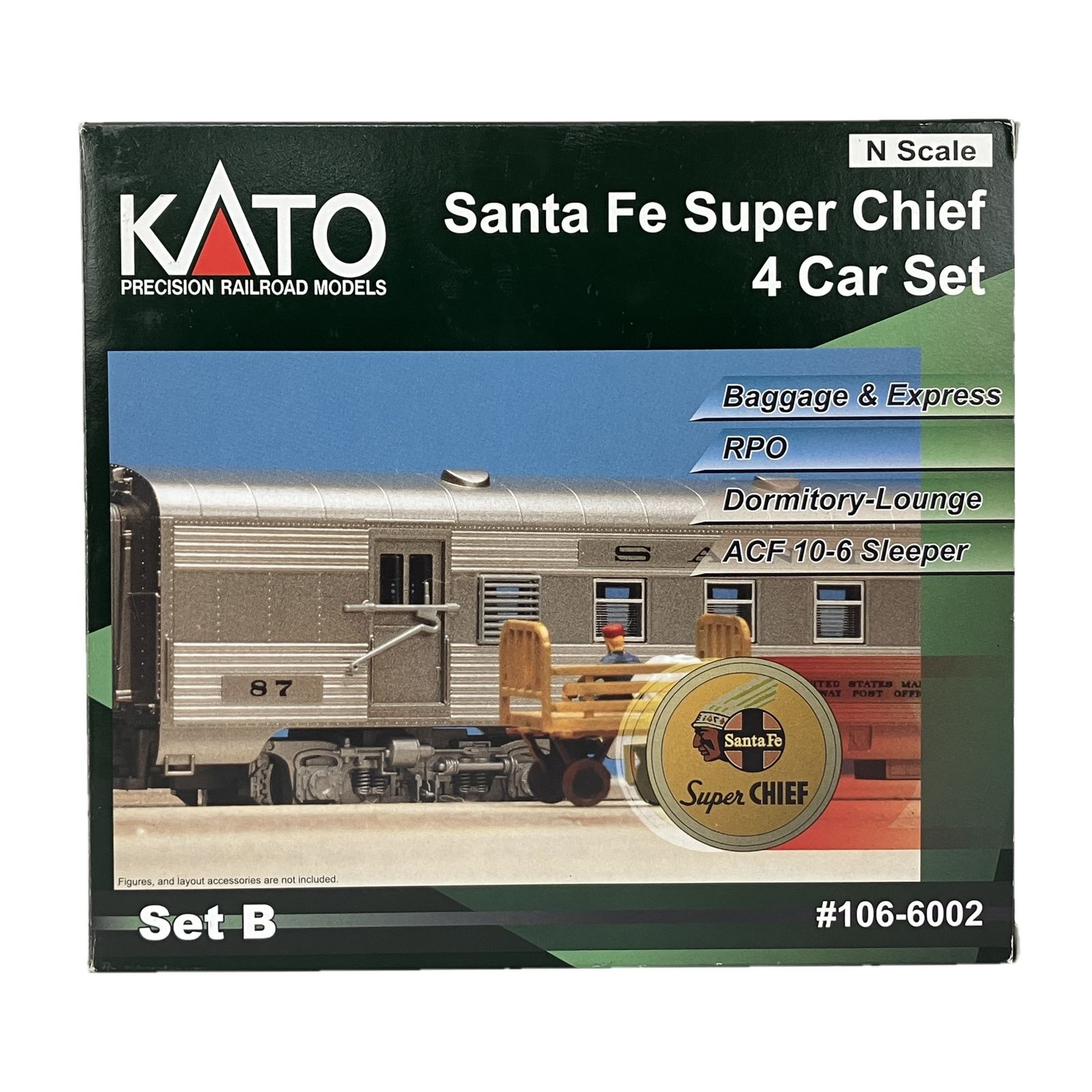 KATO 106-6002 サンタフェ スーパーチーフ 客車 4両セット B Nゲージ カトー 鉄道模型 良好 Y10573970