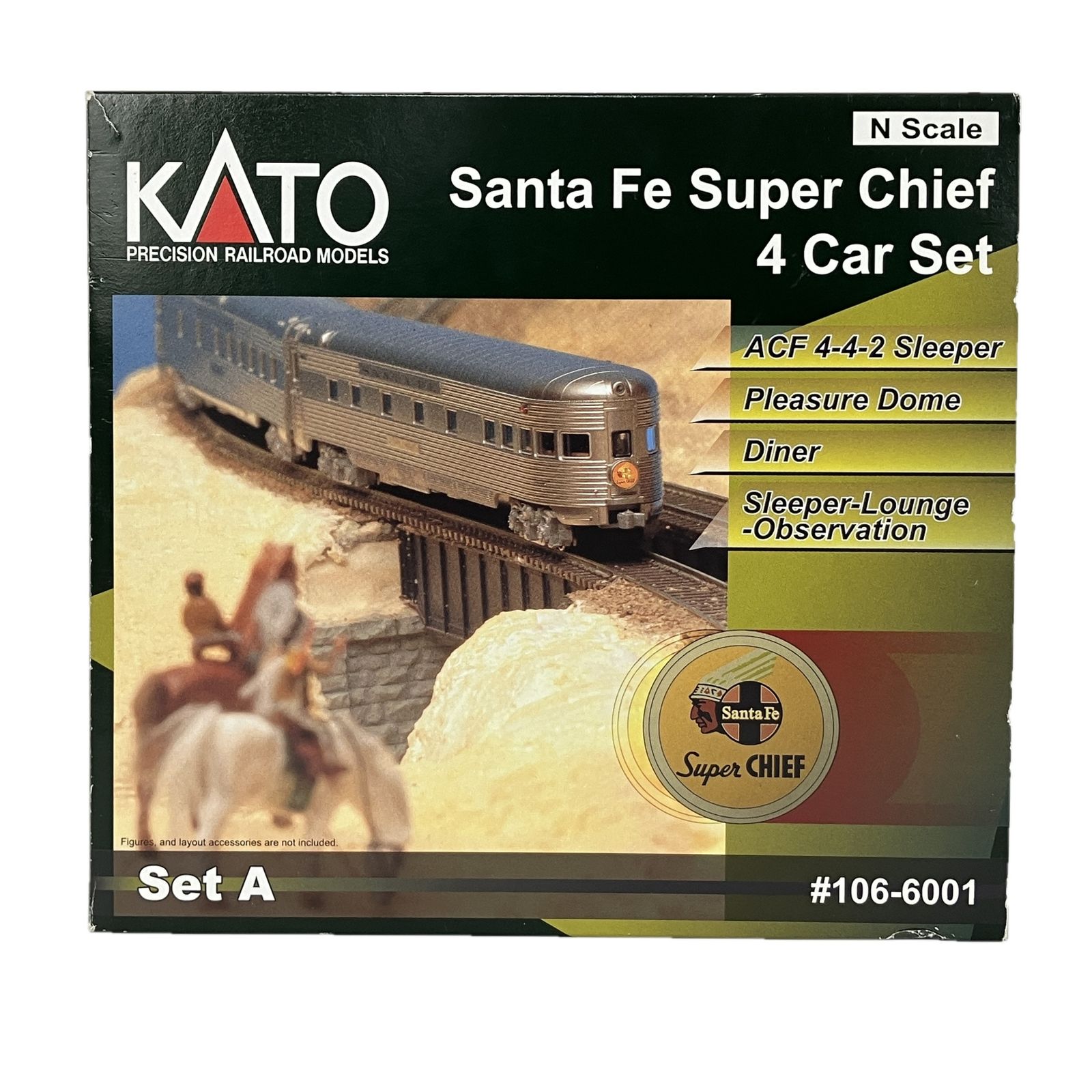 KATO 106 6001 サンタフェ スーパーチーフ 客車 4両セット A Nゲージ カトー 鉄道模型 良好