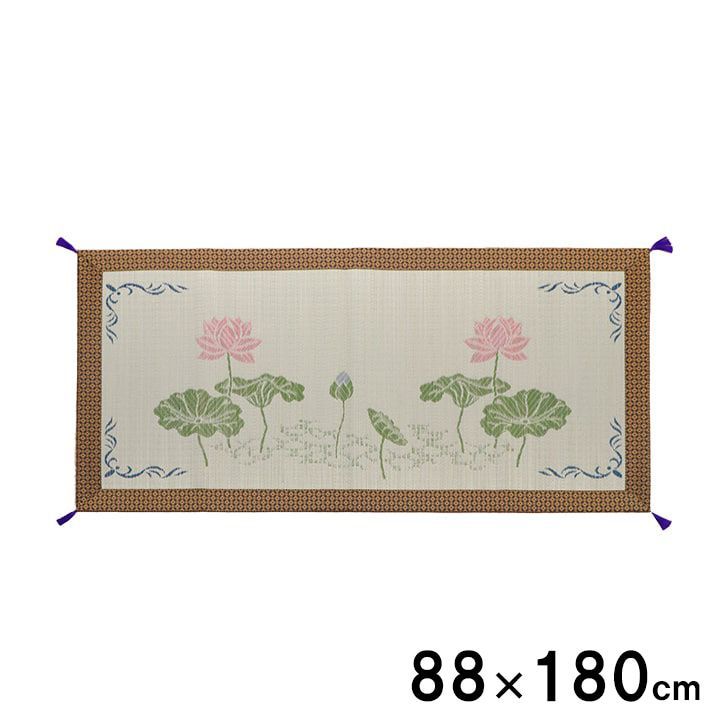 御前ござ クッション 座布団 蓮の花 88×180cm