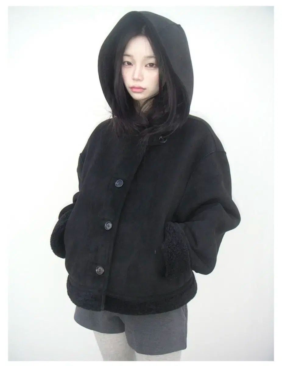 リバーシブル スウェード ムートン ブラック