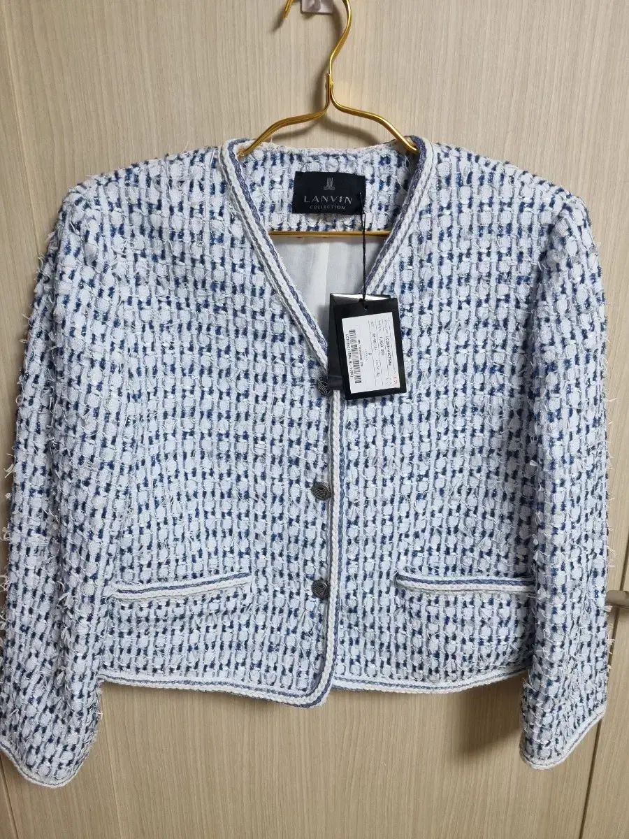 ランバンLANVIN ツイード ジャケット ブルー 白