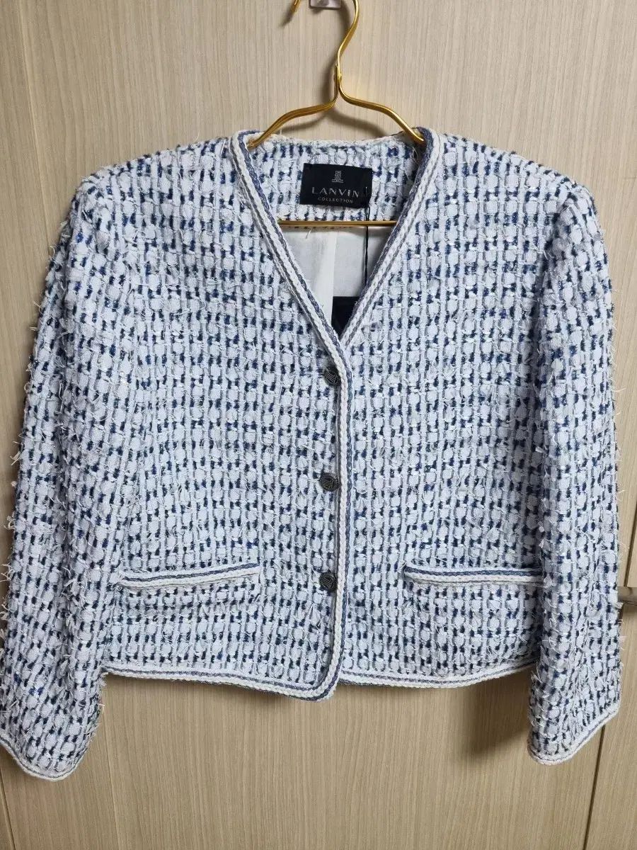 ランバンLANVIN ツイード ジャケット ブルー 白