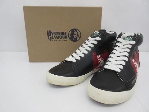 ヒステリックグラマー HYSTERIC GLAMOUR ハイカットスニーカー ブラック 25cm レディース メンズ ユニセックス