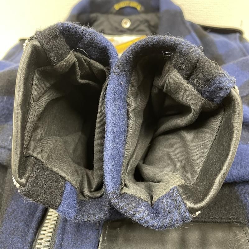ショット ワンスター ダブル ウール ライダース ジャケット 本革 チェック柄 ベルト付き メンズ 34 ISItems 古着 50146139 KANDAIZUMI_COM