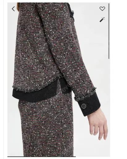 タイム TIME デニム ブロック ツイード ジャケット スカート セットアップ 55 サイズ