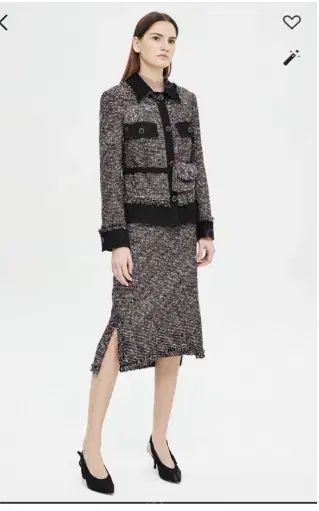 タイム TIME デニム ブロック ツイード ジャケット スカート セットアップ 55 サイズ