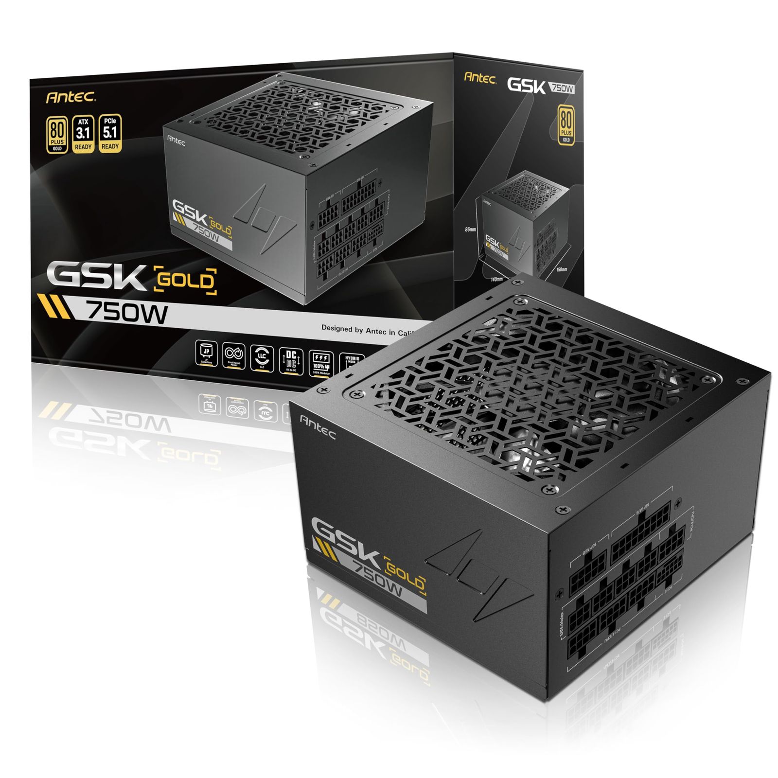 ANTEC GSK750 ATX3.1 80PLUS GOLD 認証取得 高効率高耐久電源ユニット