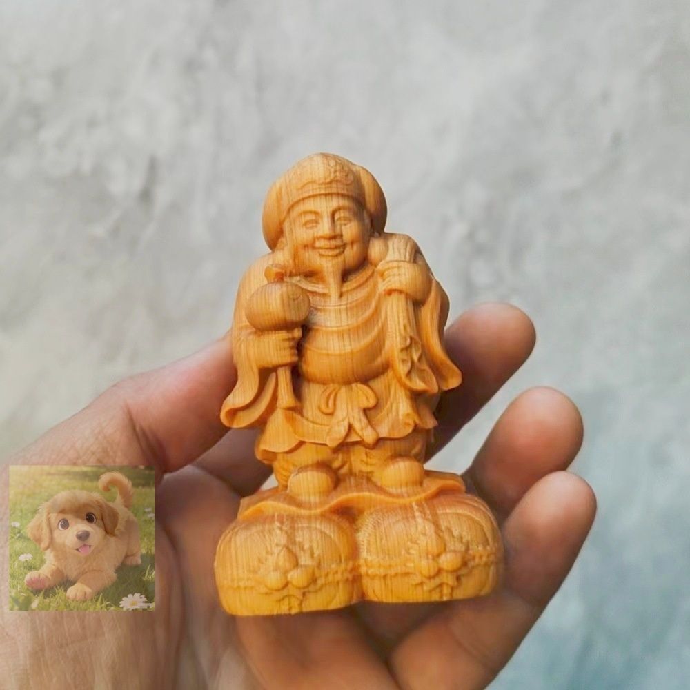 七福神 縁起物 大黒天 財運 置物 仏師で仕上げ品 彫刻 ｜三面大黒天 