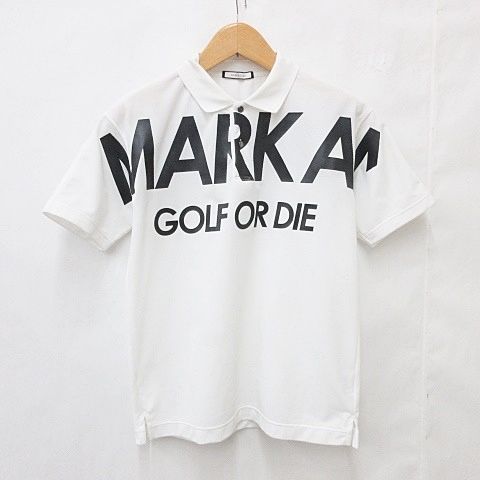 マークアンドロナ MARK&LONA ゴルフ スポーツウエア ポロシャツ 半袖 プリント ロゴ 白 ホワイト 46