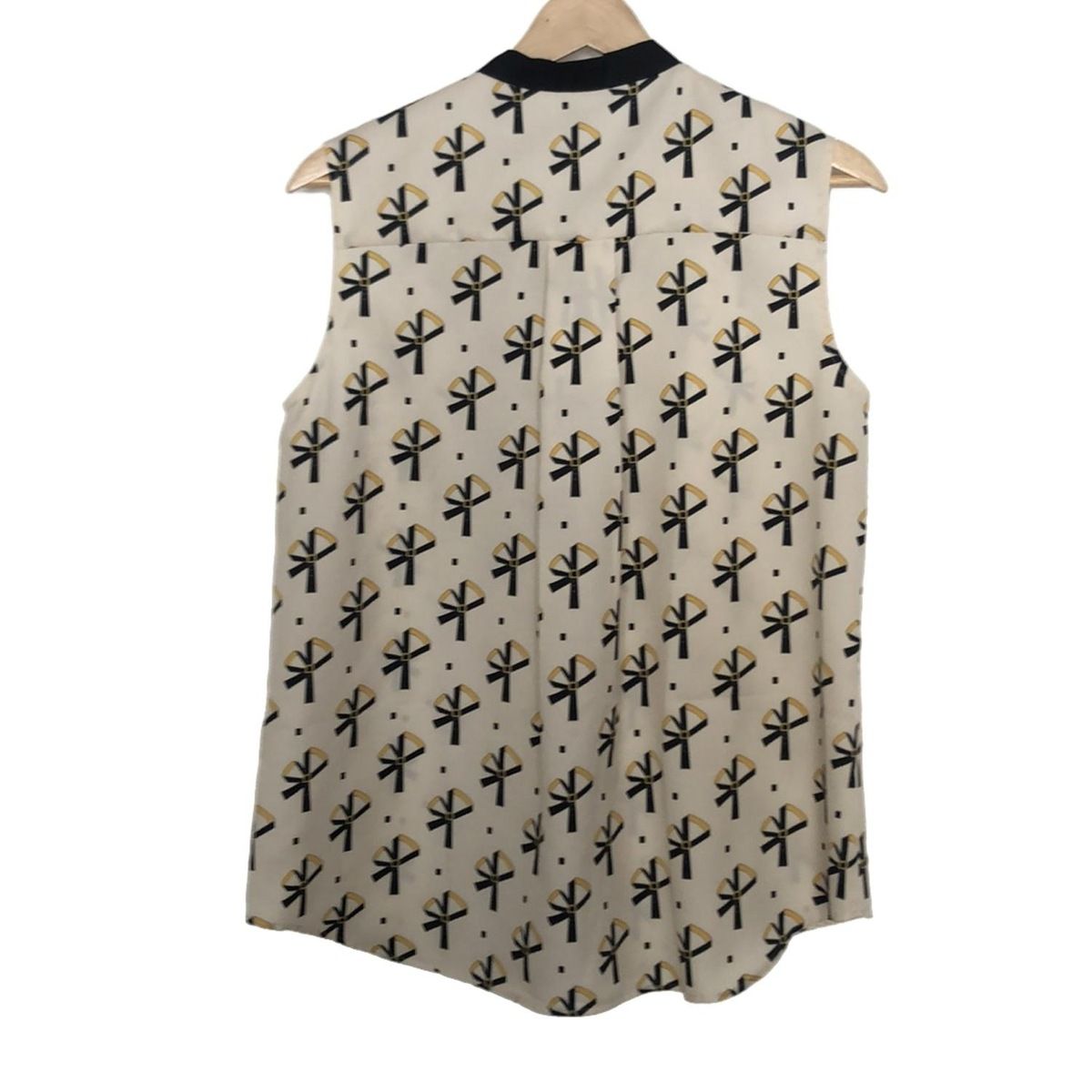 Grace Class グレースクラス ノースリーブシャツブラウス サイズ38 M レディース - ベージュ×黒×イエロー ベルト柄