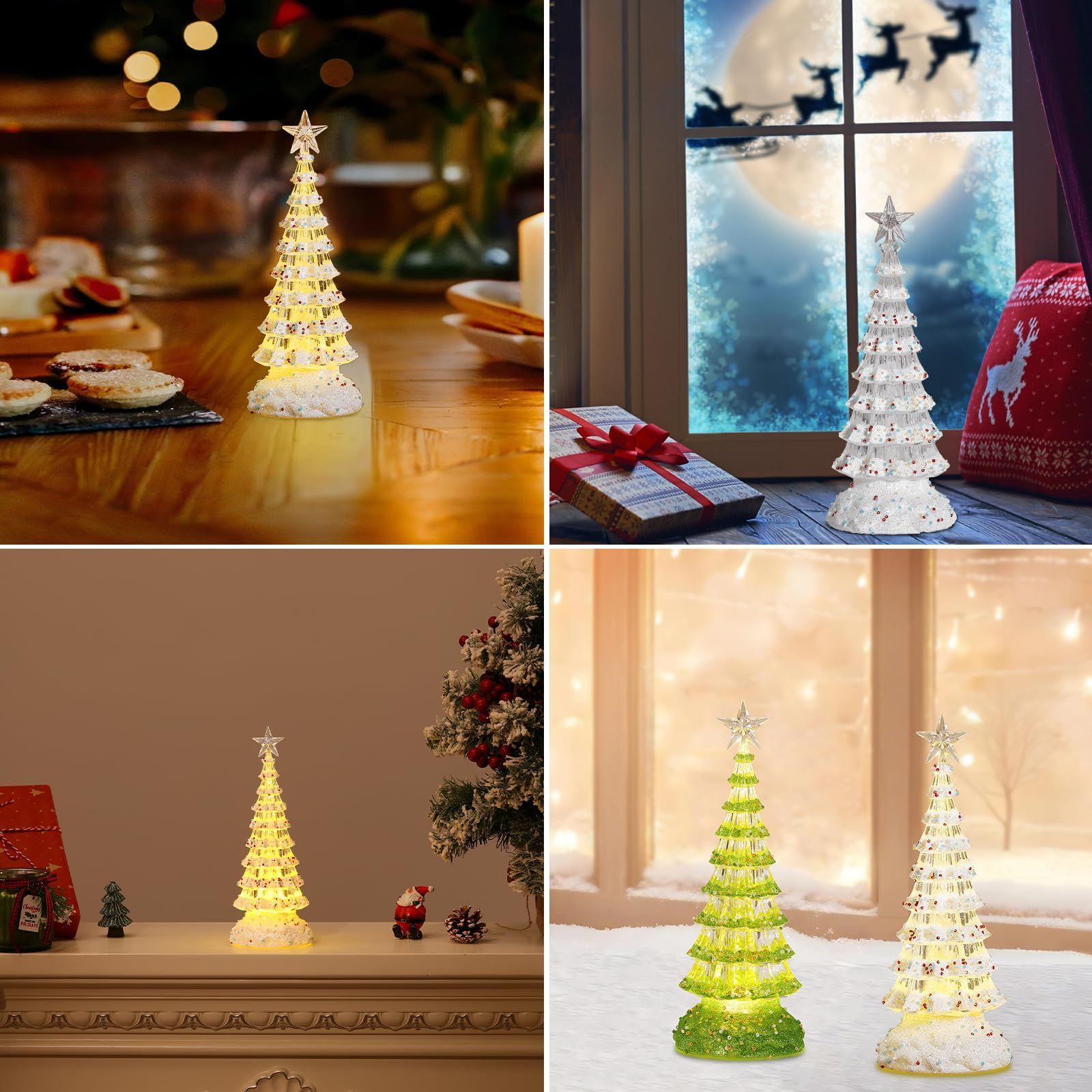 Lewondr クリスマスツリー 2点セット 卓上 小型クリスマスツリー 置物飾