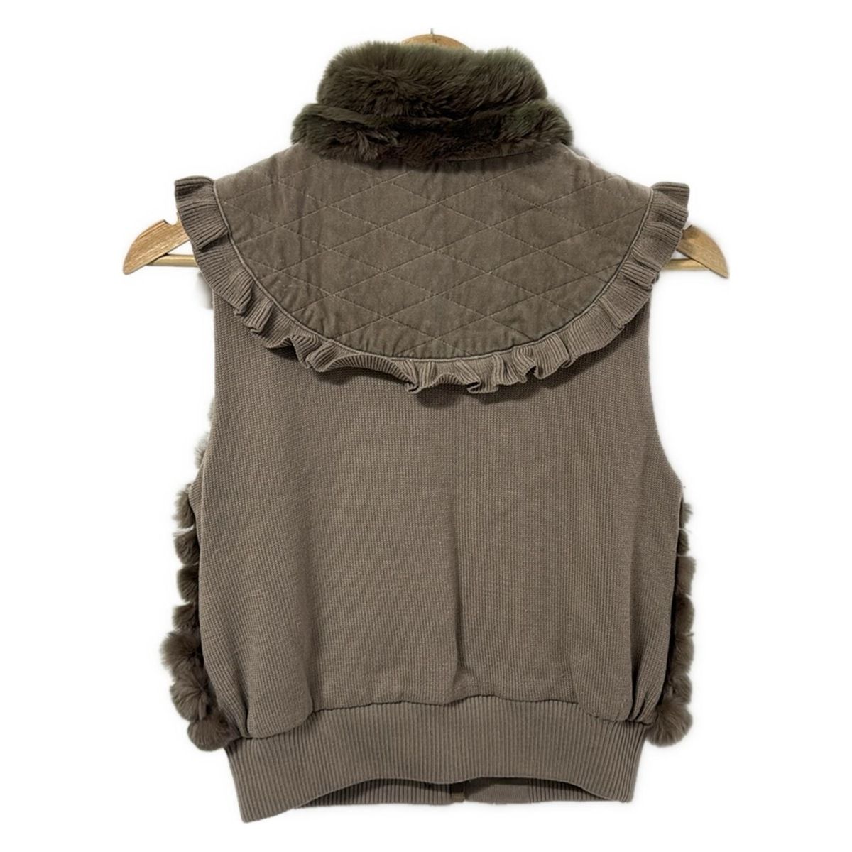 トゥービーシック ベスト サイズ2 M レディース - ライトブラウン×ブラウン×グリーン ラビット ラパン ジップアップ フリル