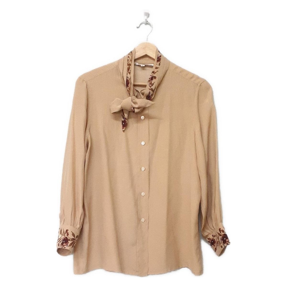 Salvatore Ferragamo シルクブラウス ゴールドベージュ L サルバトーレ