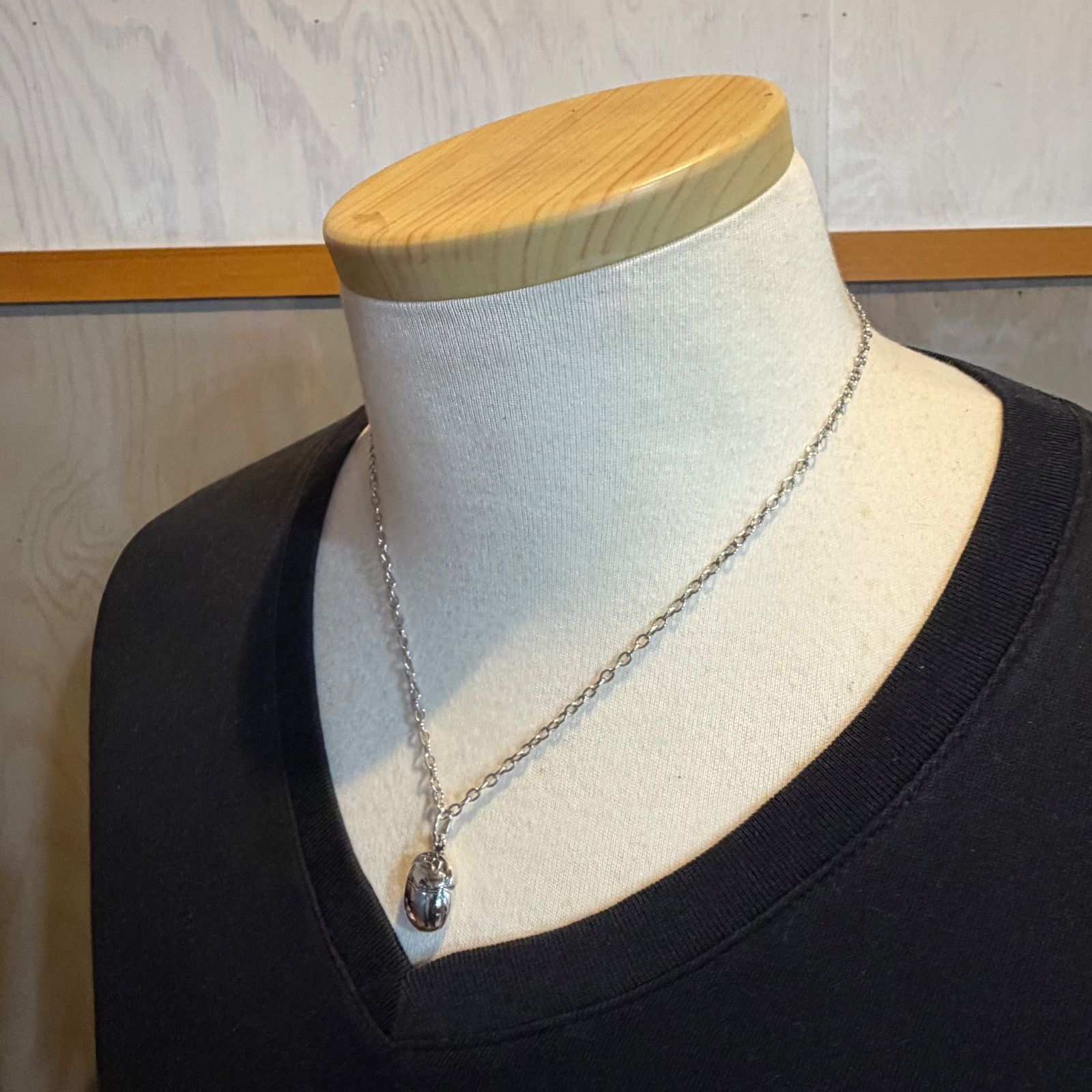 ジョージジェンセン シルバー　スカラベ ネックレス 希少 美品 スカラベ ネックレス 45cmx12.5g ジョージジェンセン/GEORG