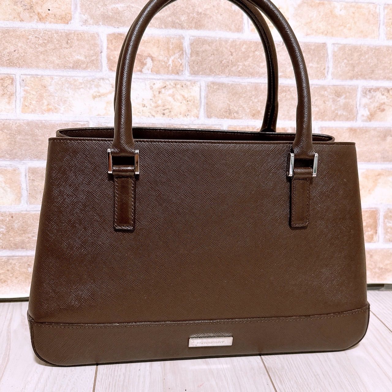 美品 BURBERRY バーバリー トートバッグ レザー 革 ハンド 