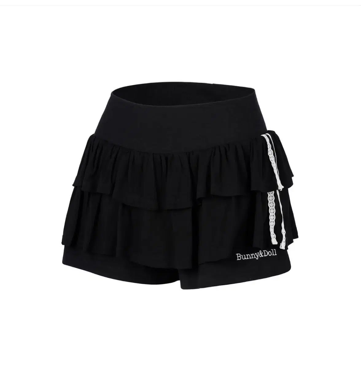 バニーアンドドール コットン フリル スカート ブラック シュー