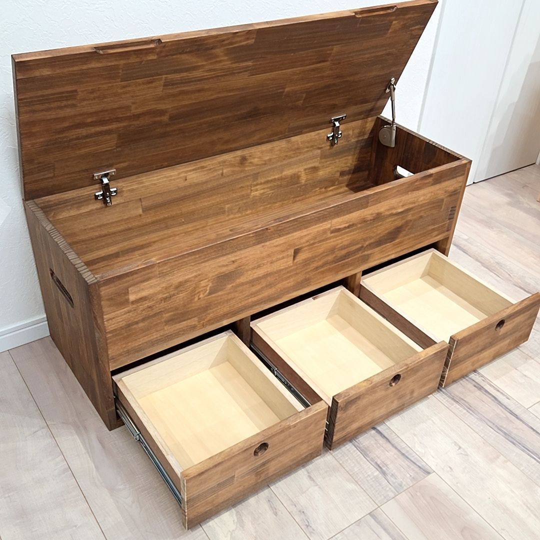 1点のみ 引き出し付き ベンチ型 収納ボックス W100cmxD35cmxH40cm