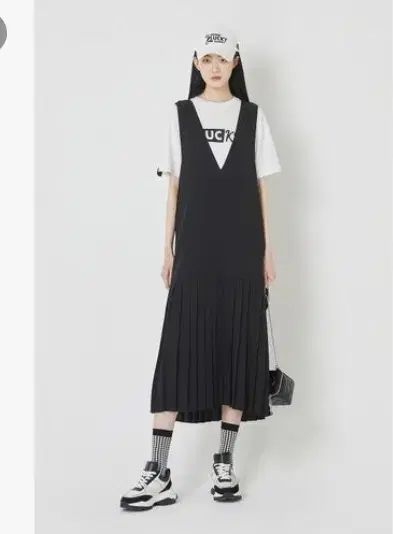 LUCKY CHOUETTE ラッキーシュエトゥ レタリング ディテール プリーツ ONE PIECE 38サイズ 24SS