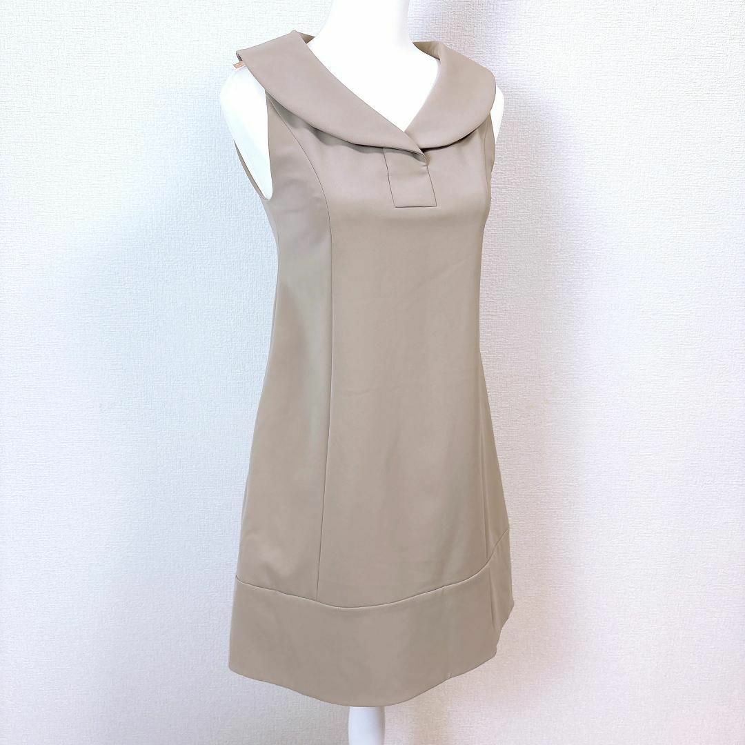 美品】FOXEY NEW YORK ノースリーブワンピース 38 ベージュ 襟 - メルカリ