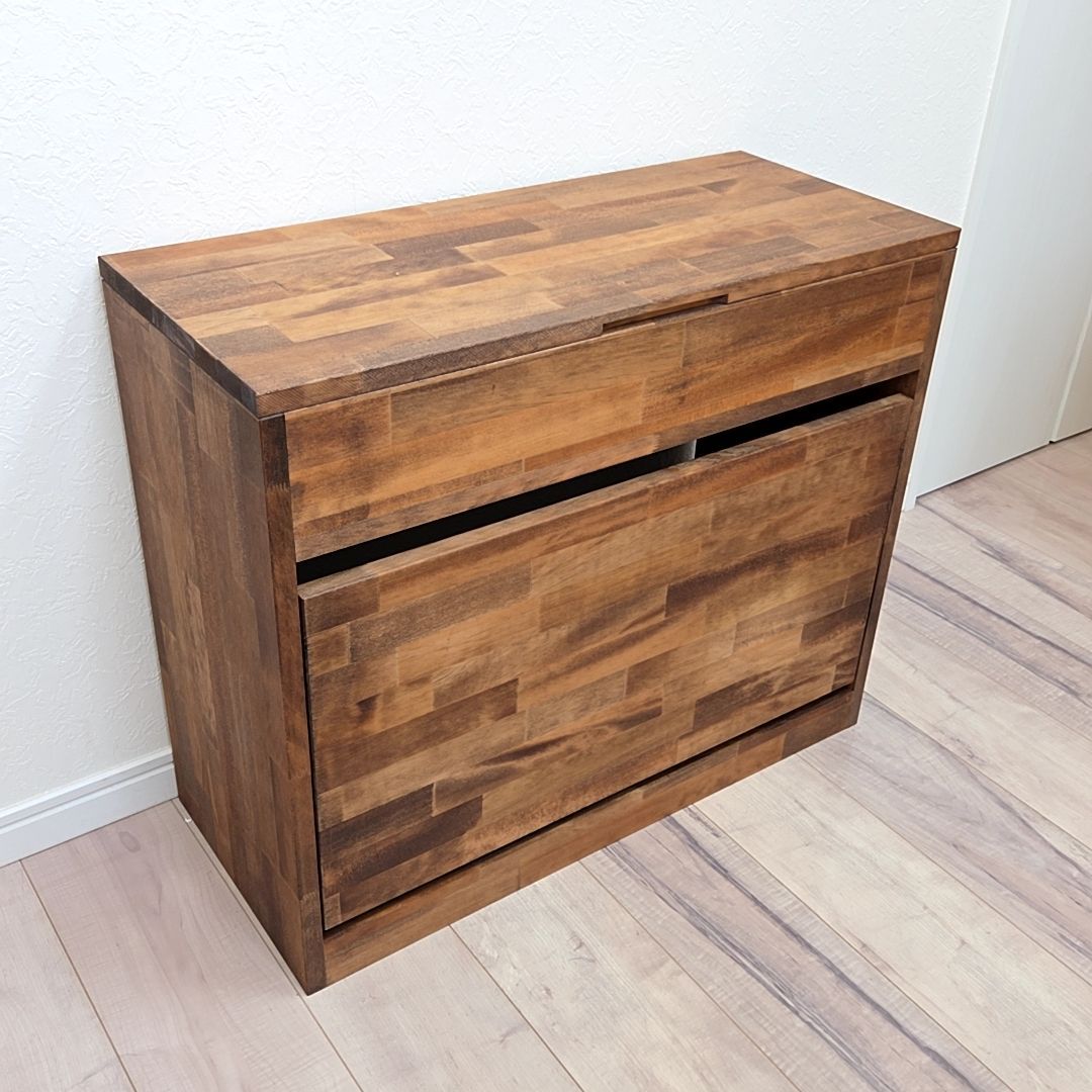 ヴィンテージ風 ベンチ型収納シューズラック