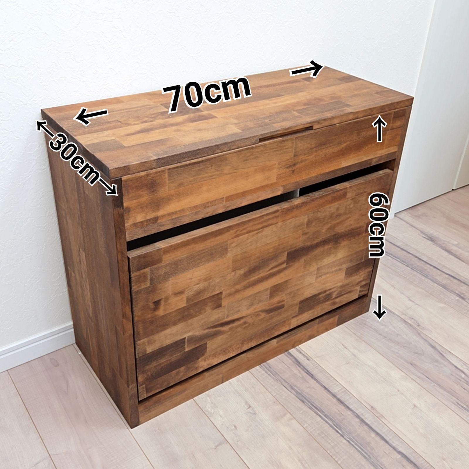 ヴィンテージ風 ベンチ型収納シューズラック