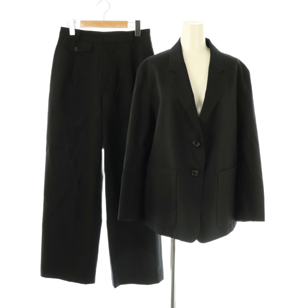 マーガレットハウエル MARGARET HOWELL FOX BROTHERS パンツスーツ セットアップ テーラードジャケット 1 ブラック HK OS