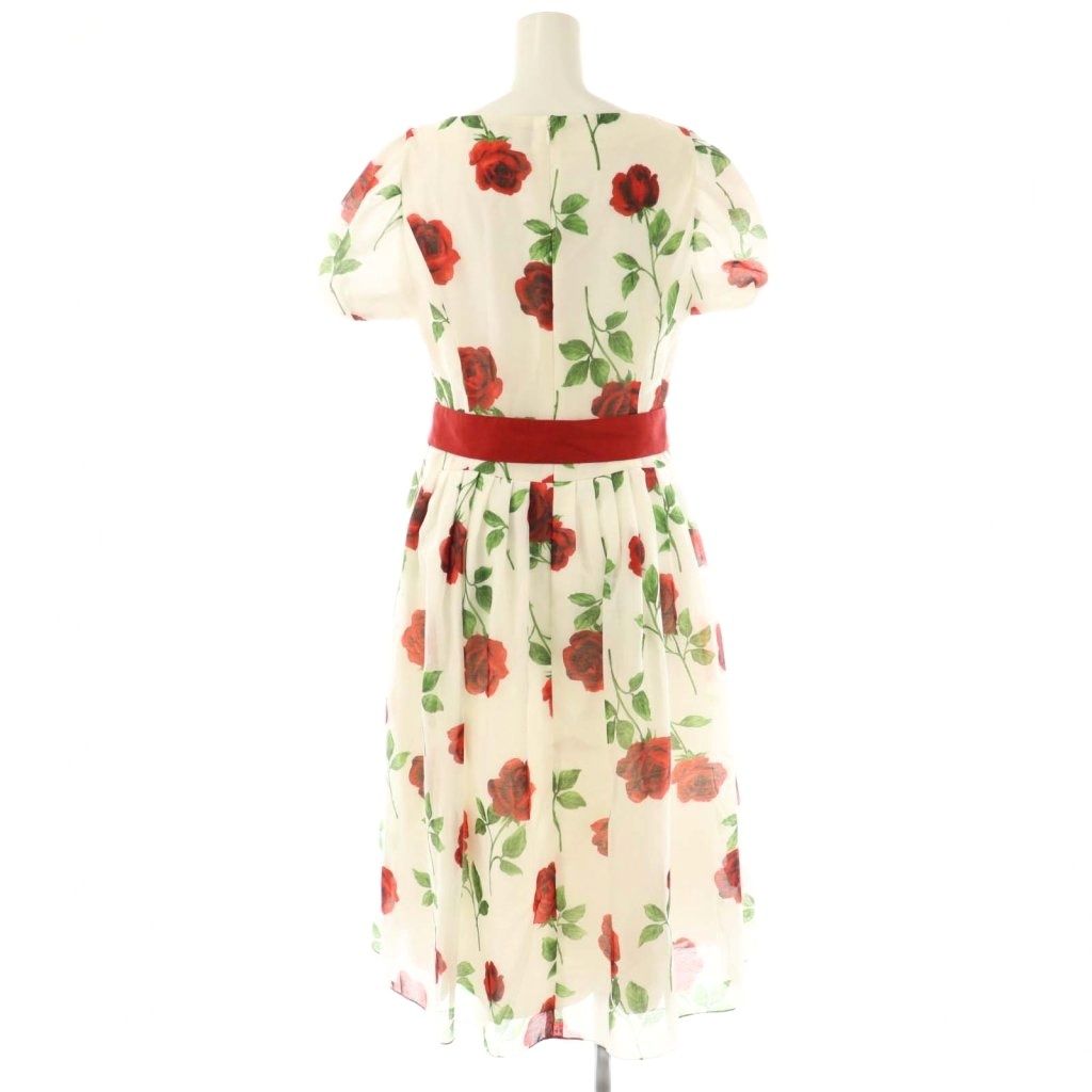 エムズグレイシー M S GRACY ローズプリントドレス 38 ホワイト 211315 HK OS SH