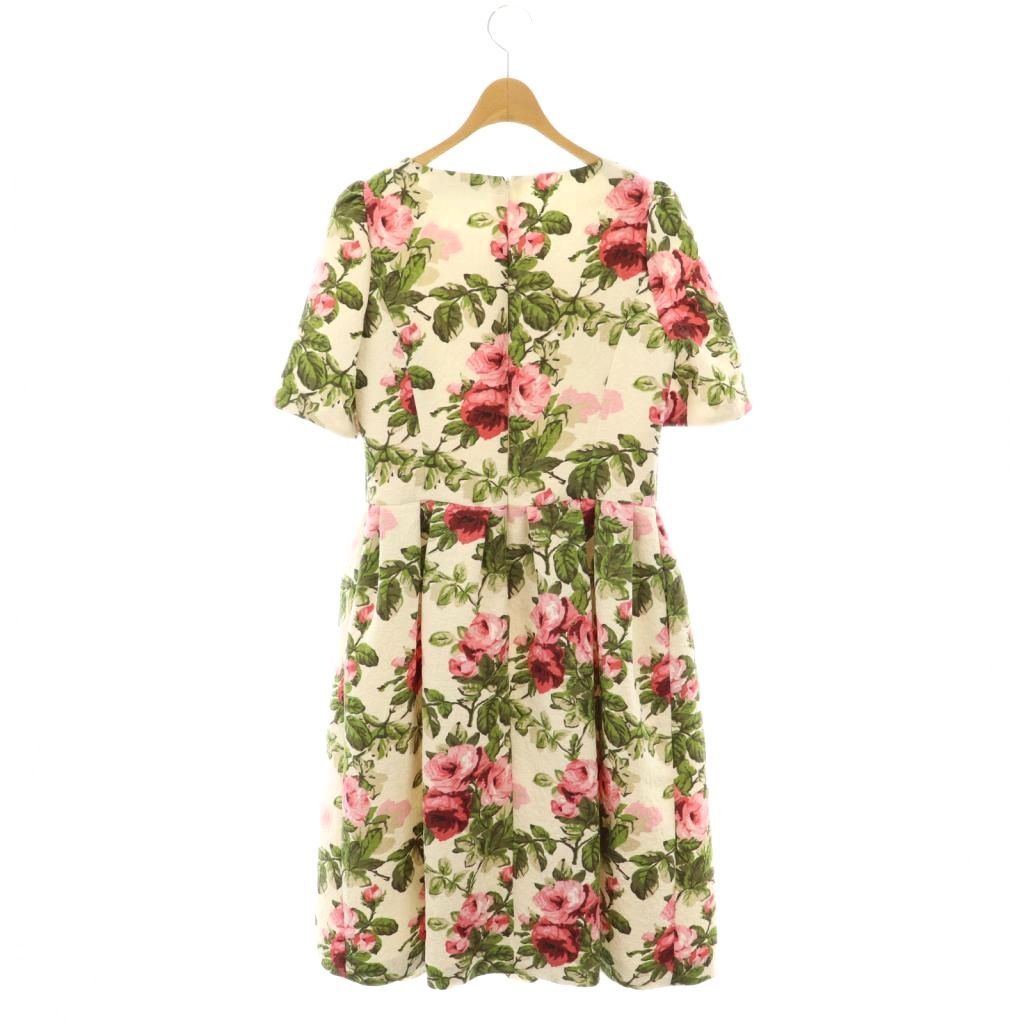 エムズグレイシー M S GRACY ブーケプリントドレス ワンピース ロング 半袖 38 ホワイト 311506 HK OS SH