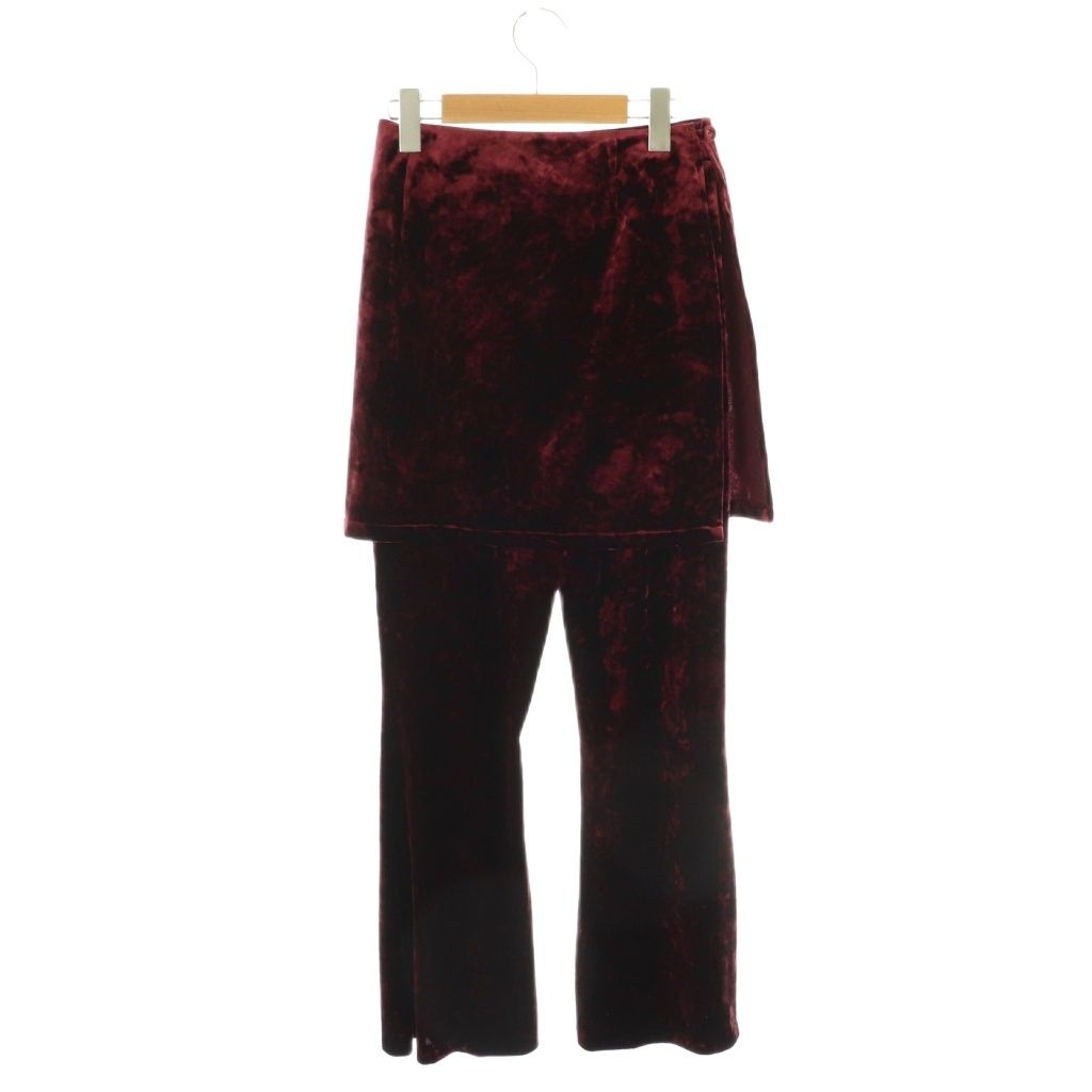 アメリヴィンテージ Ameri VINTAGE アメリ AMERI 24AW CRASH VELOUR WRAP SKIRT WITH PANTS ラップスカート フ パンツ レイヤード 2点セット S レッド DF OS