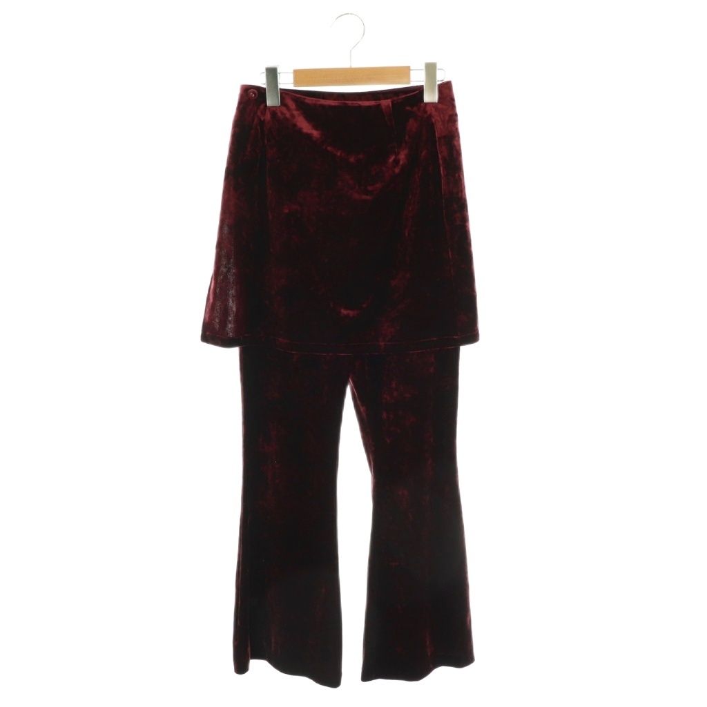 アメリヴィンテージ Ameri VINTAGE アメリ AMERI 24AW CRASH VELOUR WRAP SKIRT WITH PANTS ラップスカート フ パンツ レイヤード 2点セット S レッド DF OS
