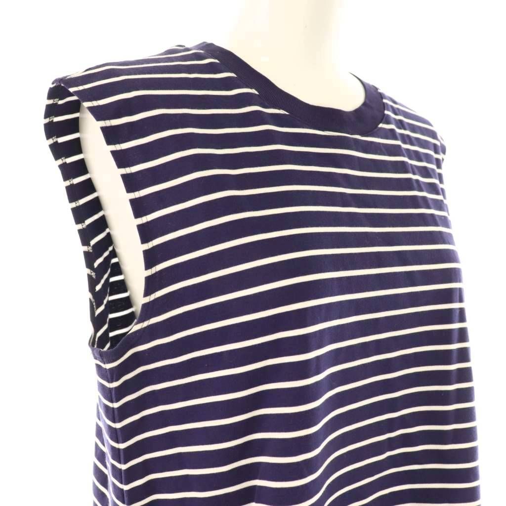  アディアム ADEAM 24年 マレボーダーTシャツ カットソー ノースリーブ S ネイビー 44720 HK OS その他 トップス