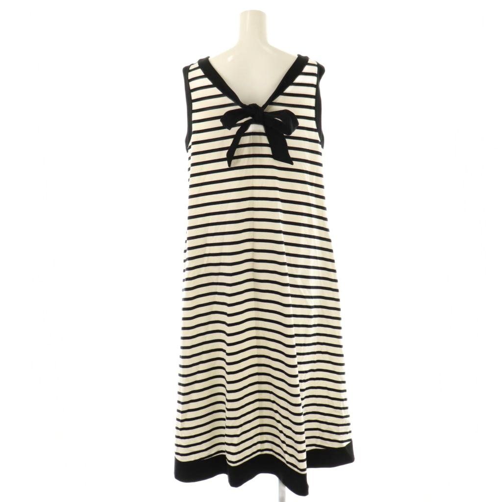 フォクシーニューヨーク FOXEY NEW YORK 24年 44657 HARBOUR ハーバー ボーダーワンピース ロング ノースリーブ 42 ホワイト ブラック HK OS