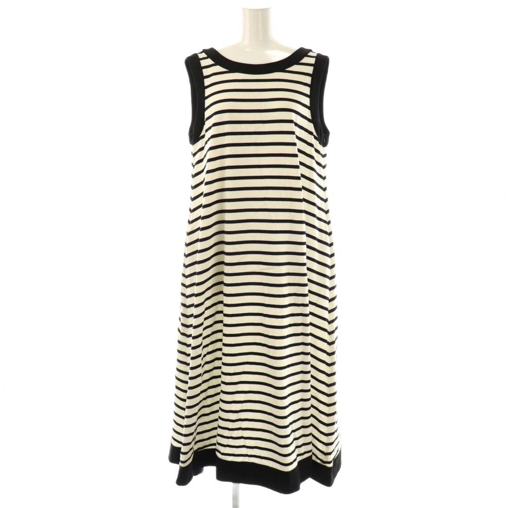 フォクシーニューヨーク FOXEY NEW YORK 24年 44657 HARBOUR ハーバー ボーダーワンピース ロング ノースリーブ 42 ホワイト ブラック HK OS