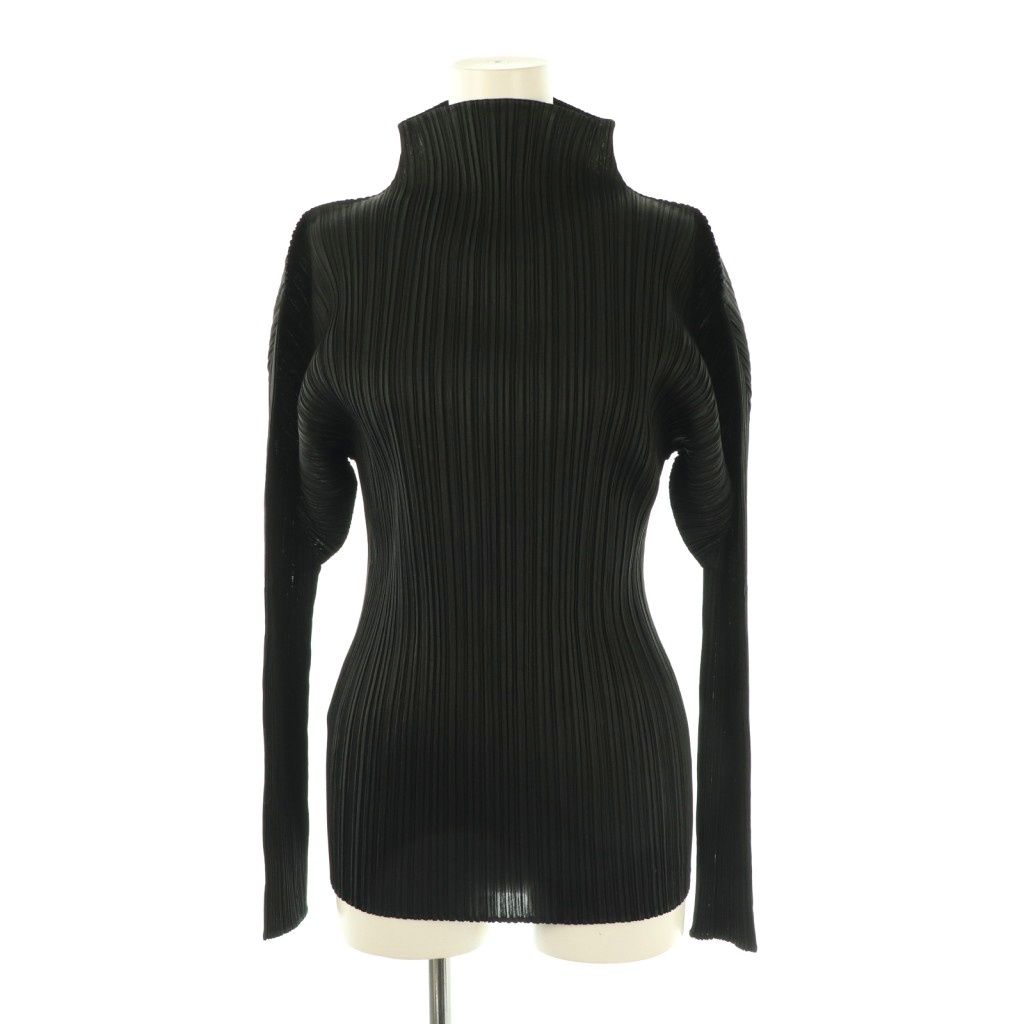 プリーツプリーズ PLEATS PLEASE ハイネック 長袖 カットソー プリーツ 3 ブラック HK OS