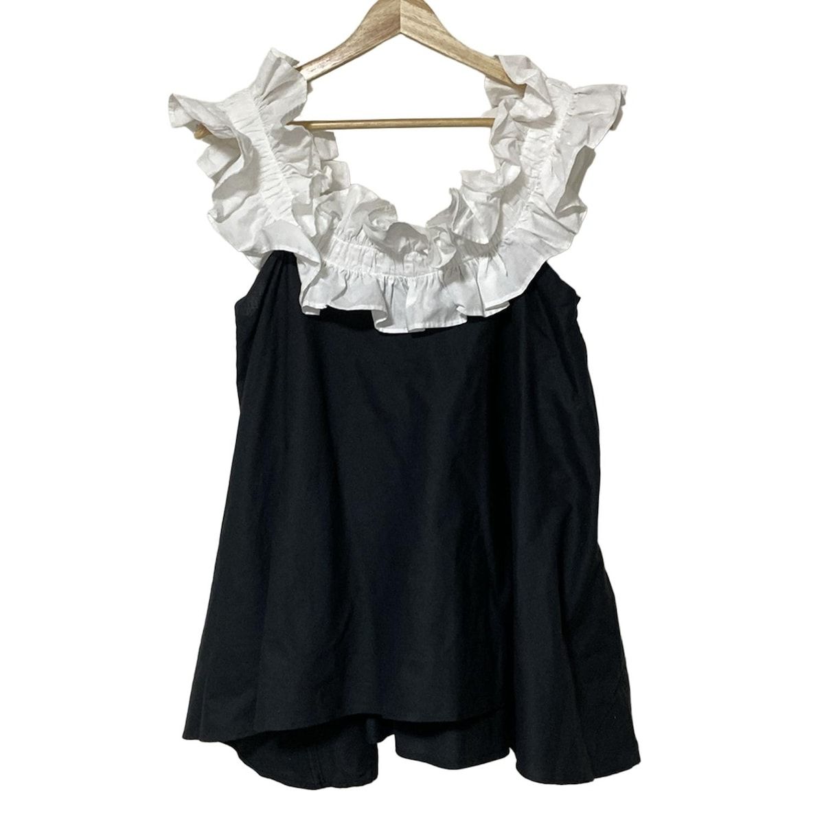 cygne シーニュ ノースリーブカットソー レディース - 白×黒 フリル