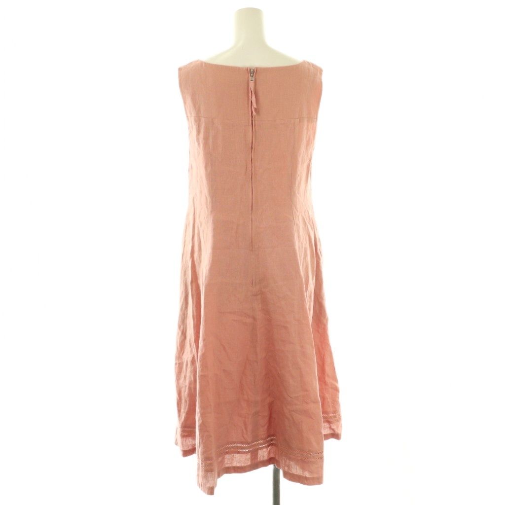 フォクシー FOXEY 24SS Vilette ワンピース ロング ノースリーブ リネン 40 ピンク 44164 HK OS