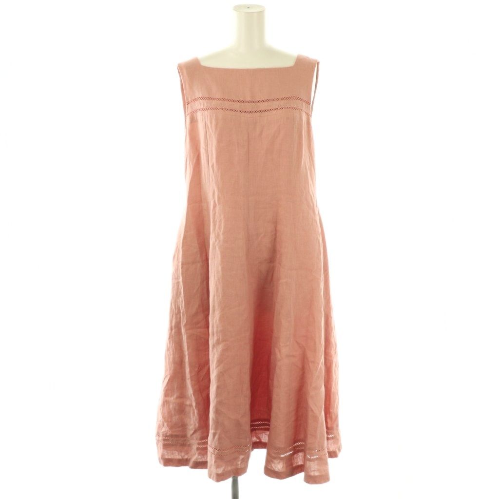 フォクシー FOXEY 24SS Vilette ワンピース ロング ノースリーブ リネン 40 ピンク 44164 HK OS