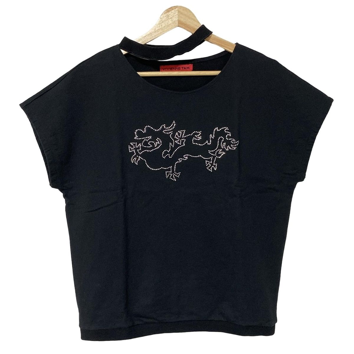 VIVIENNE TAM ヴィヴィアンタム 半袖カットソー サイズ38 M レディース - 黒 ラインストーン