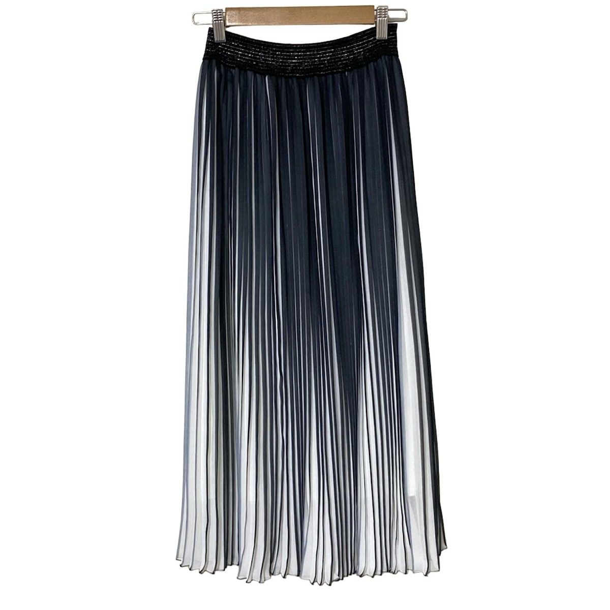 VIVIENNE TAM ヴィヴィアンタム ロングスカート サイズ38 M レディース - 黒×白 プリーツ ウエストゴム