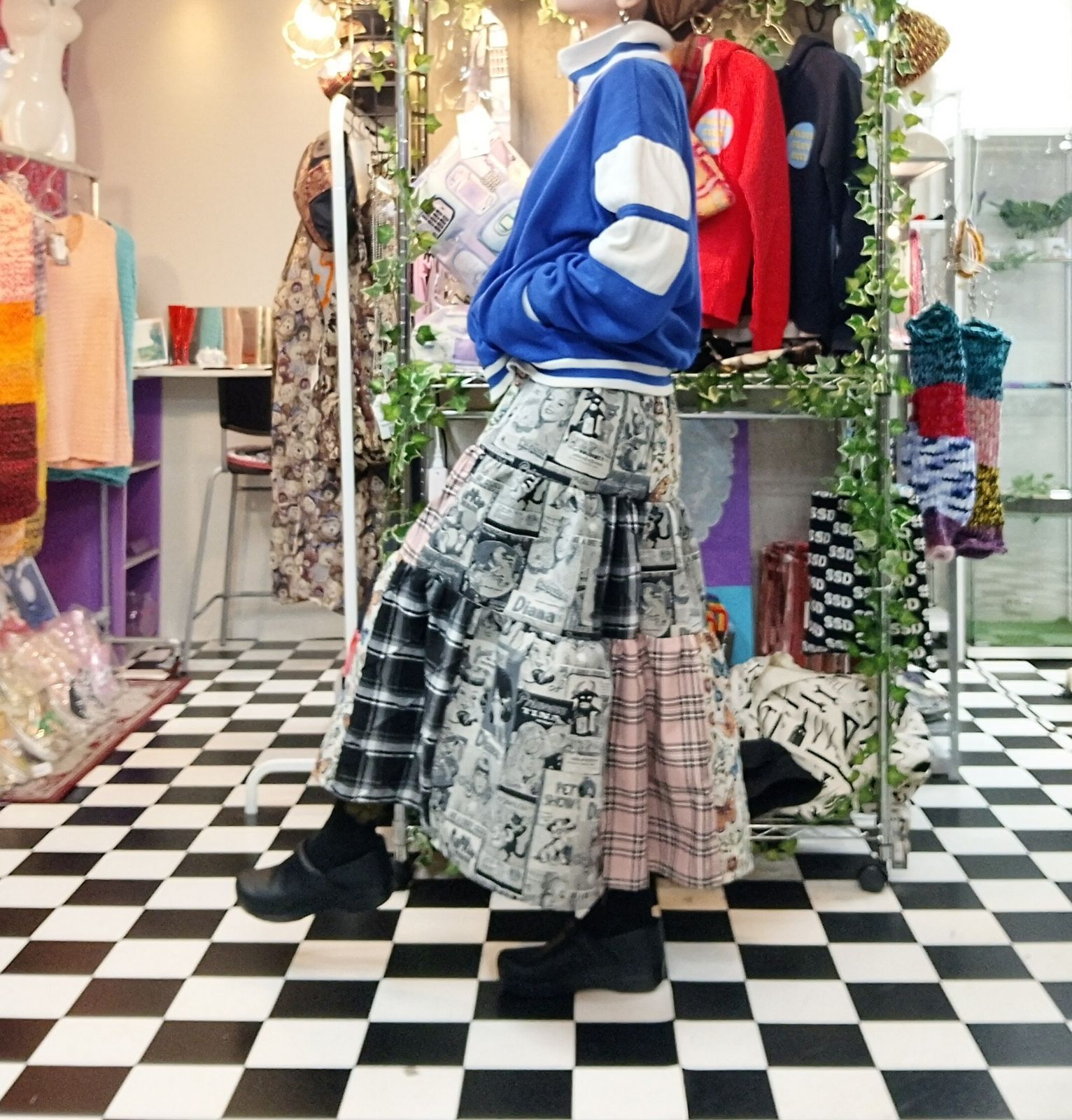 レトロマガジン×蝶々×タータンチェックミックス