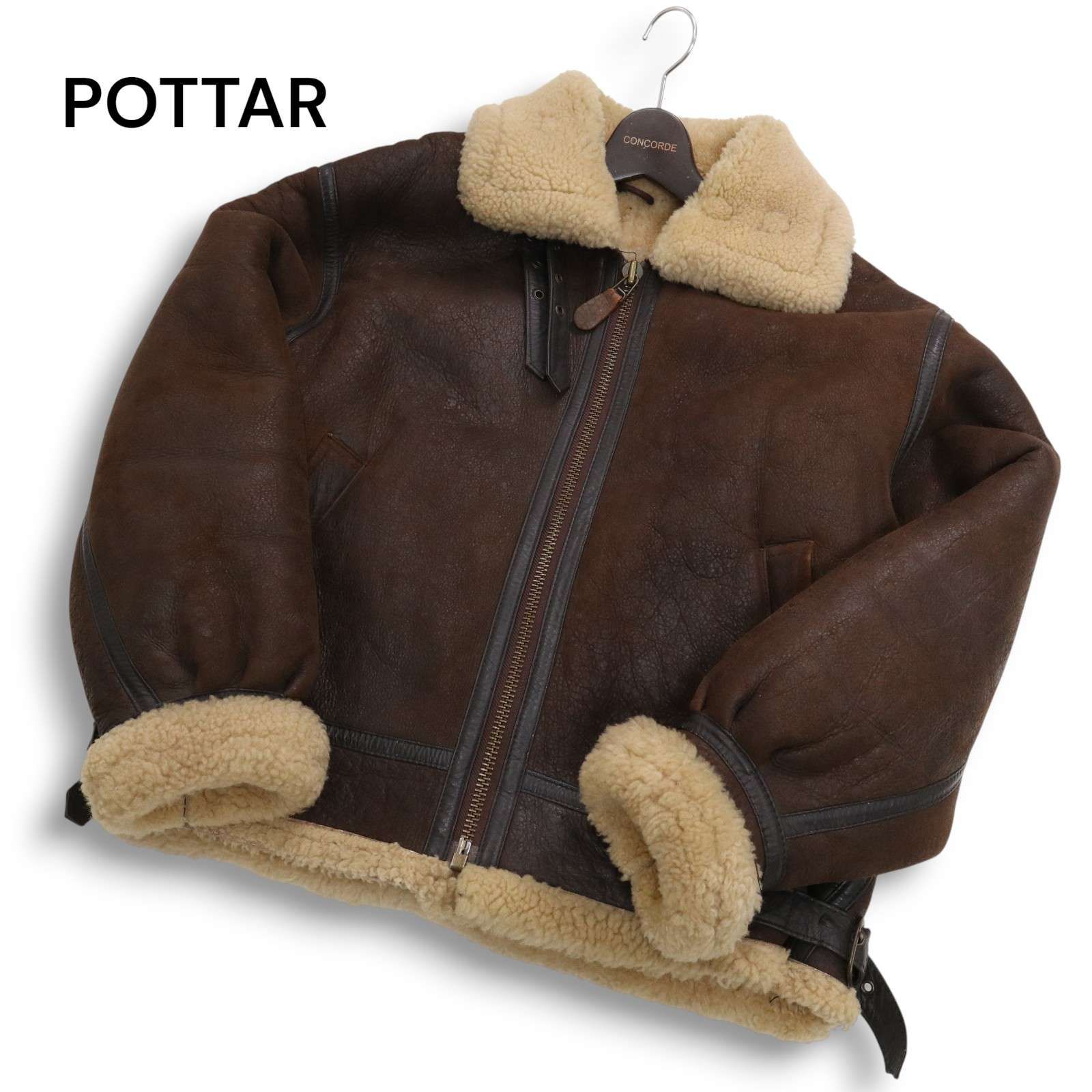 POTTAR ポッター 羊革 シープスキン リアル ムートン B-3 フライト ジャケット Sz.M メンズ