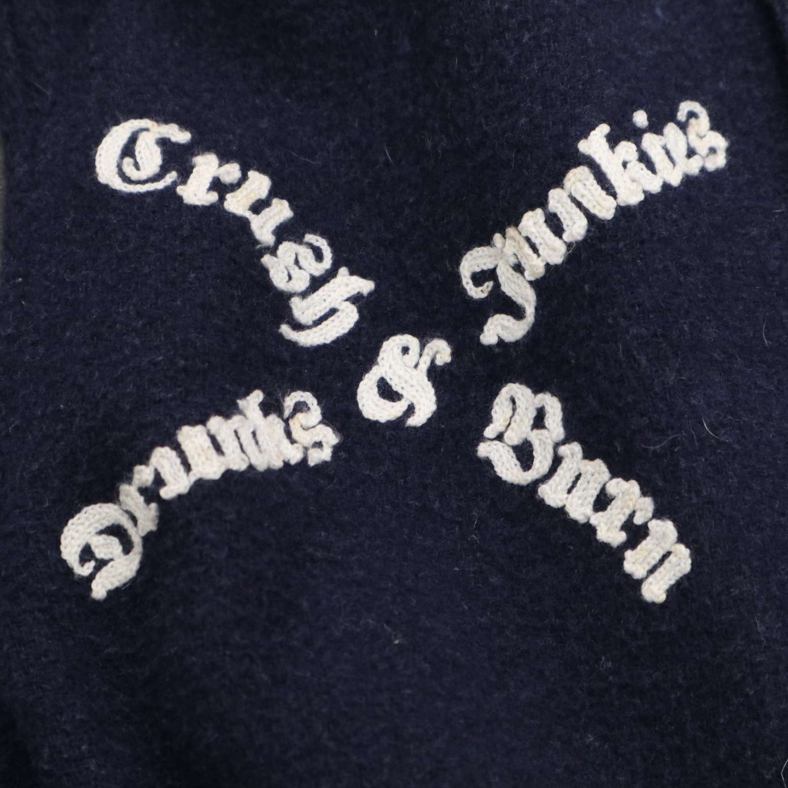 HOUSTON ヒューストン 秋冬 袖革☆ スカル ワッペン レザー × ウール