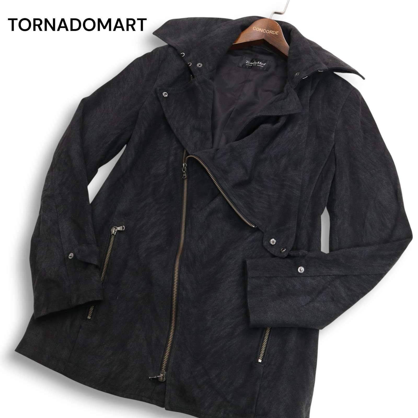 TORNADOMART トルネードマート 秋冬 ヘアライン スエード メランジ ドレープ ライダース ジャケット Sz L メンズ