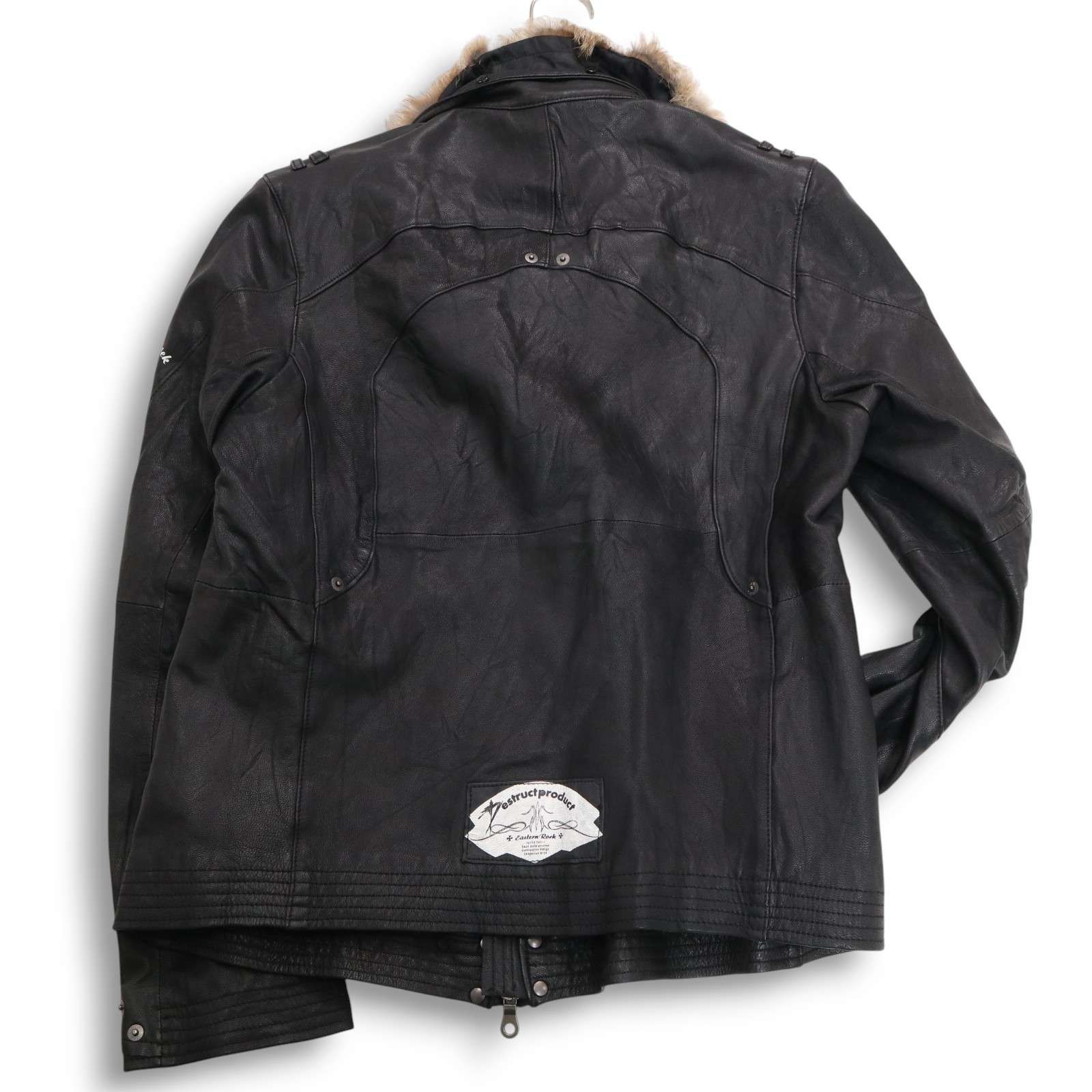 PPFM ペイトンプレイス 秋冬 ラビット ファー 羊革 ラム レザー シングル ライダース ジャケット Sz.L メンズ KANDAIZUMI_COM