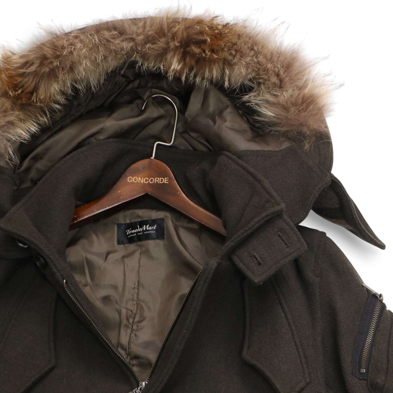 TORNADOMART トルネードマート 秋冬 リアル ファー メルトン ウール モッズコート Sz.L メンズ カーキ
